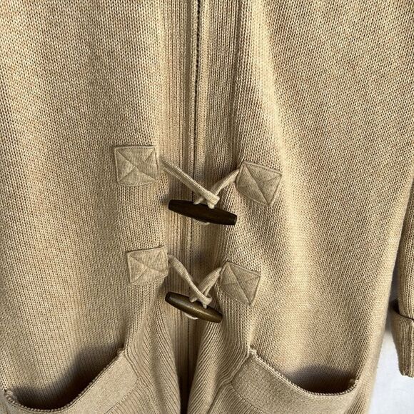 TYLER BOE longline zip front warm neck wool blend cardigan sweater with toggles - Picture 3 of 6